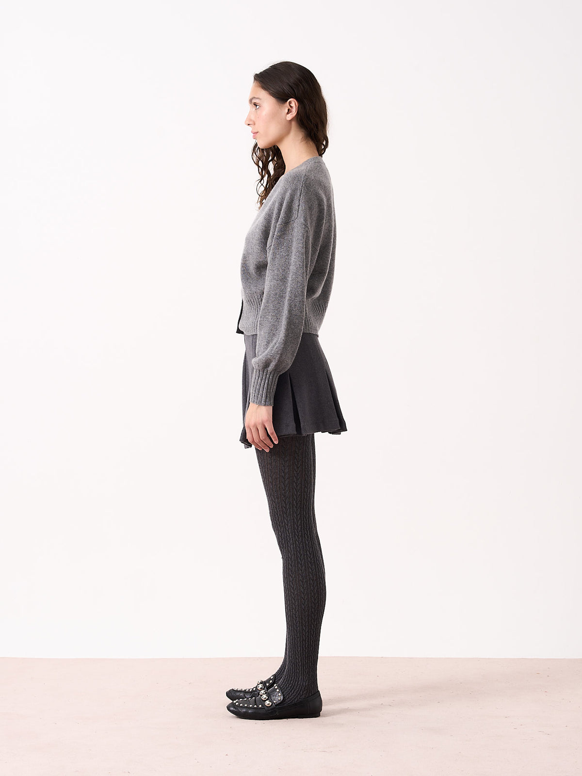 eugenie - 100% cashmere cardigan - dark heather gray
