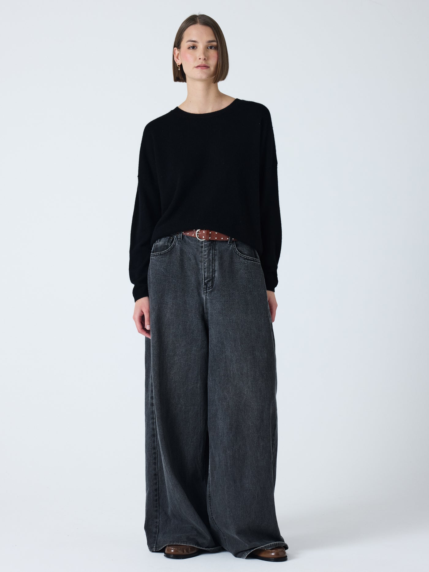 kaira - Pull col rond 100% cachemire - black