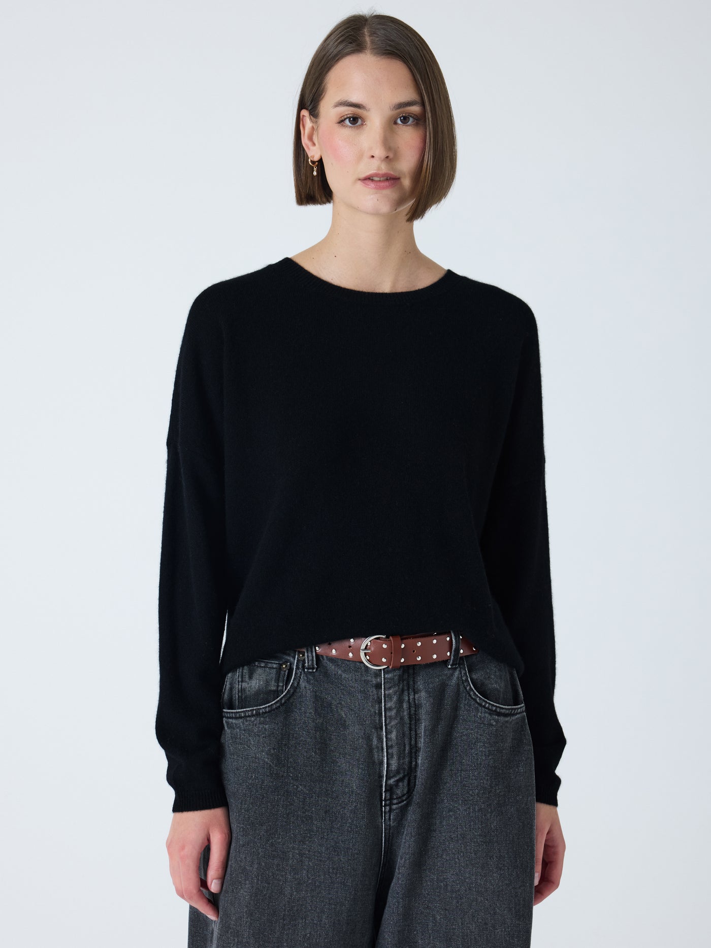kaira - Pull col rond 100% cachemire - black