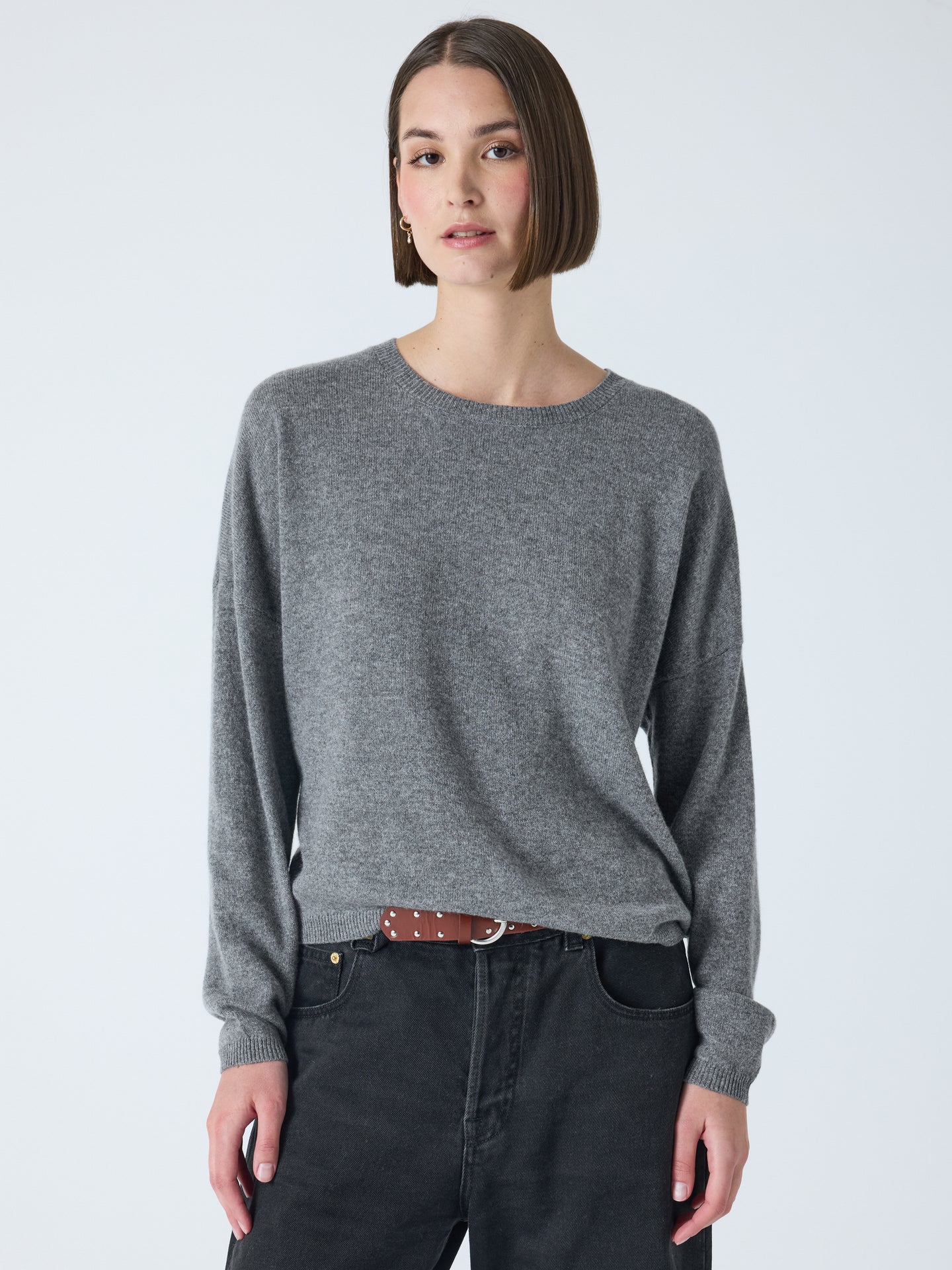 kaira - Pull col rond 100% cachemire - dark heather grey