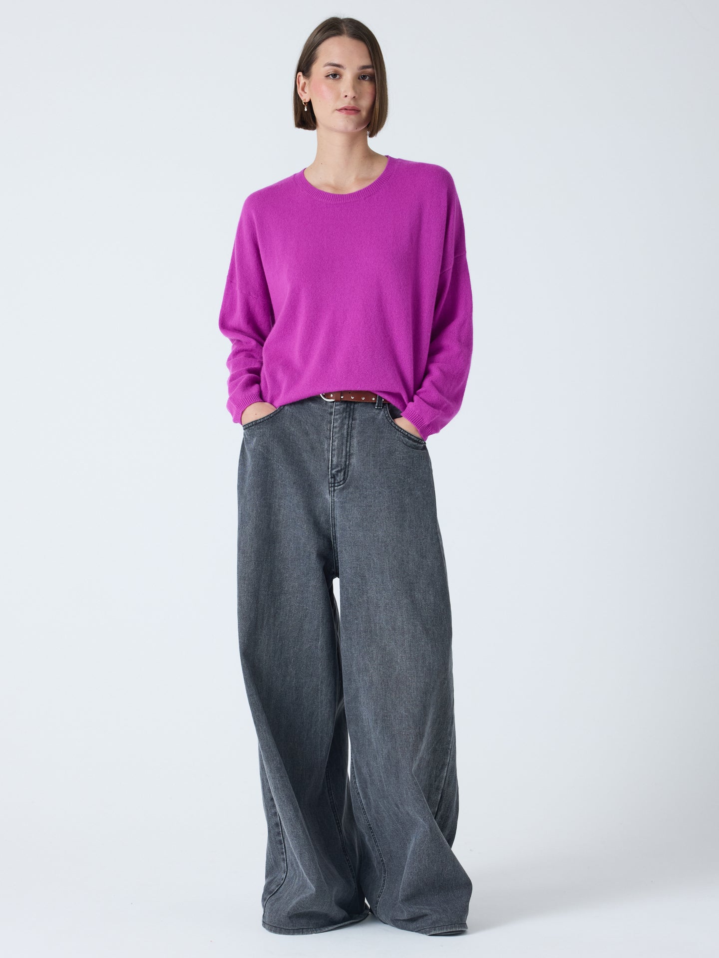 kaira - Pull col rond 100% cachemire - purple neon