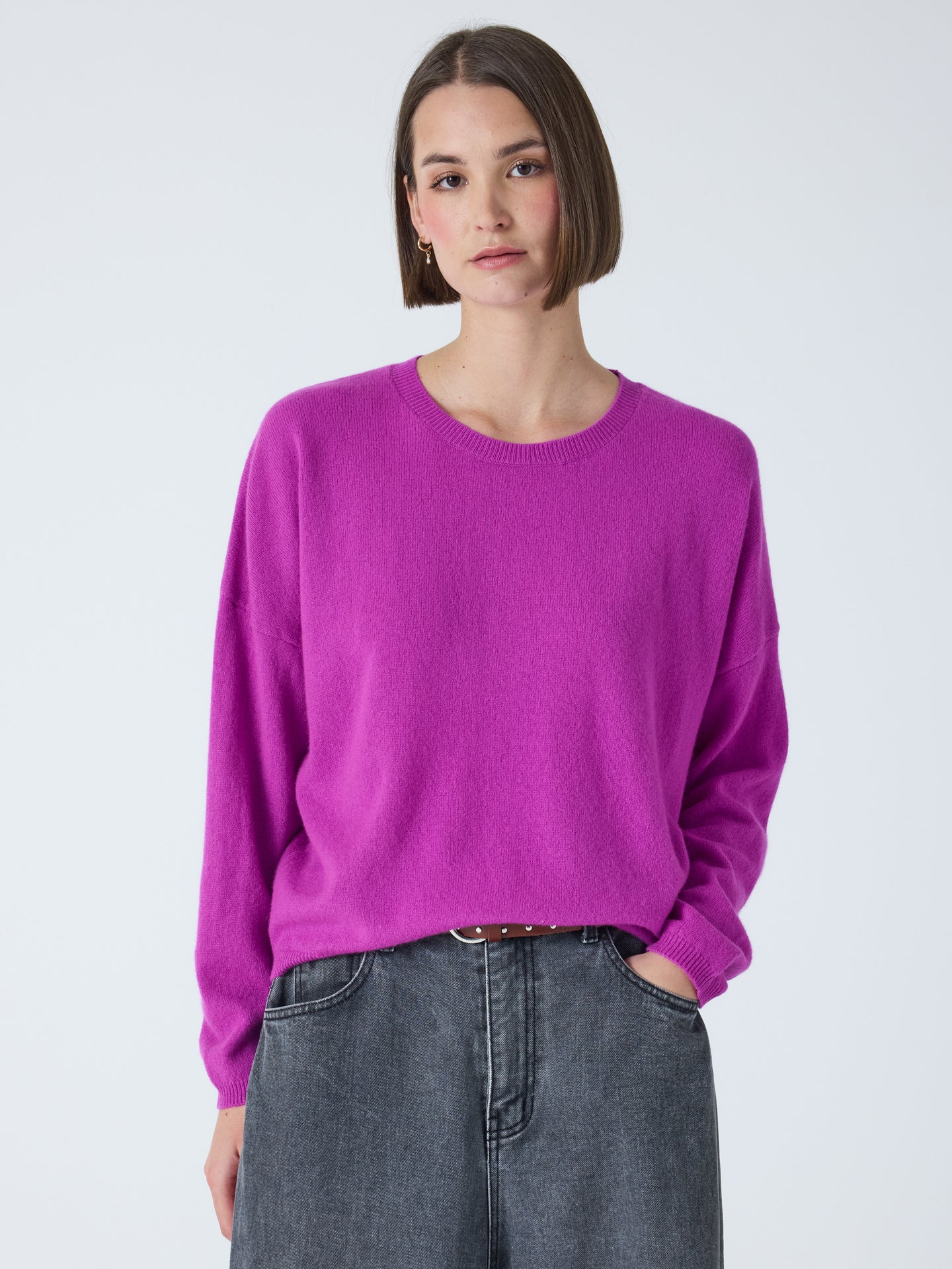 kaira - Pull col rond 100% cachemire - purple neon