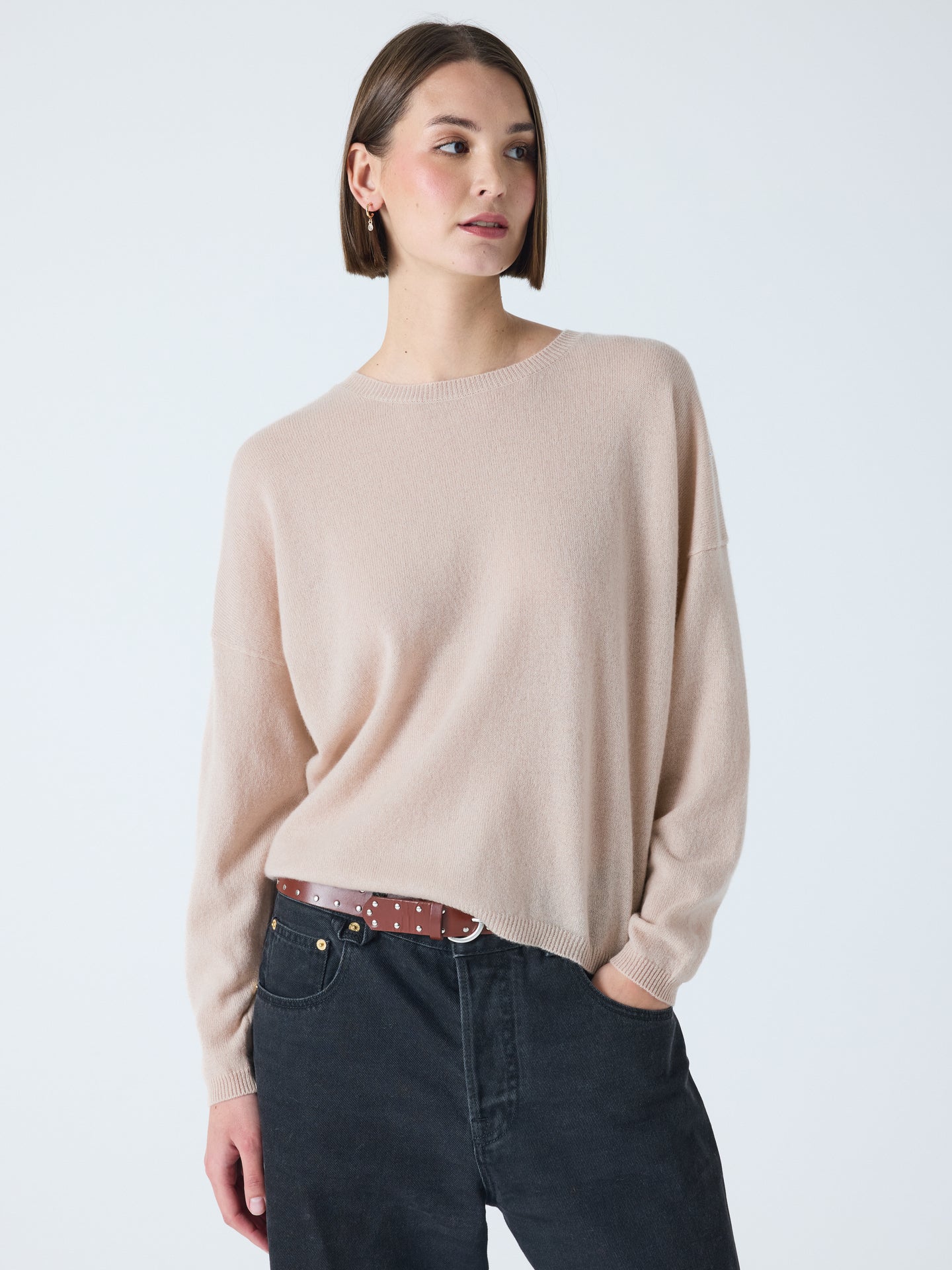 kaira - Pull col rond 100% cachemire - sand