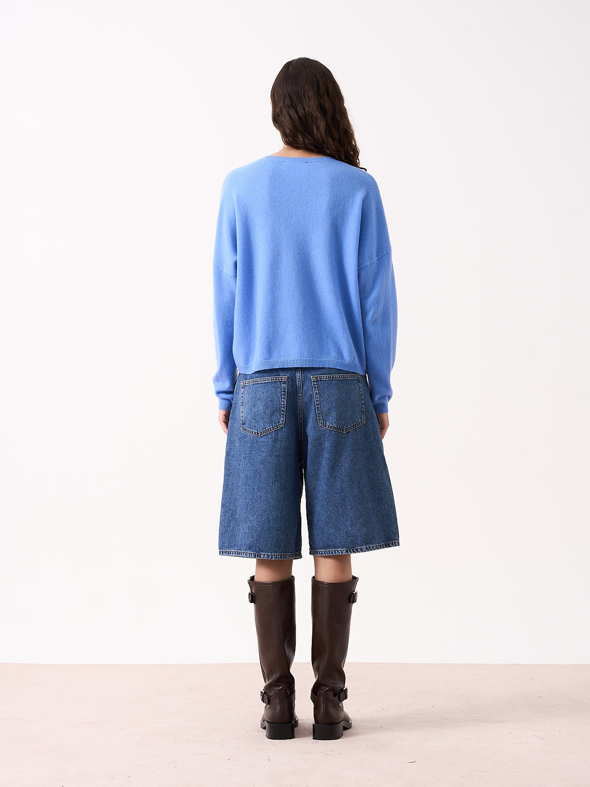 kaira - Pull col rond 100% cachemire - cornflower