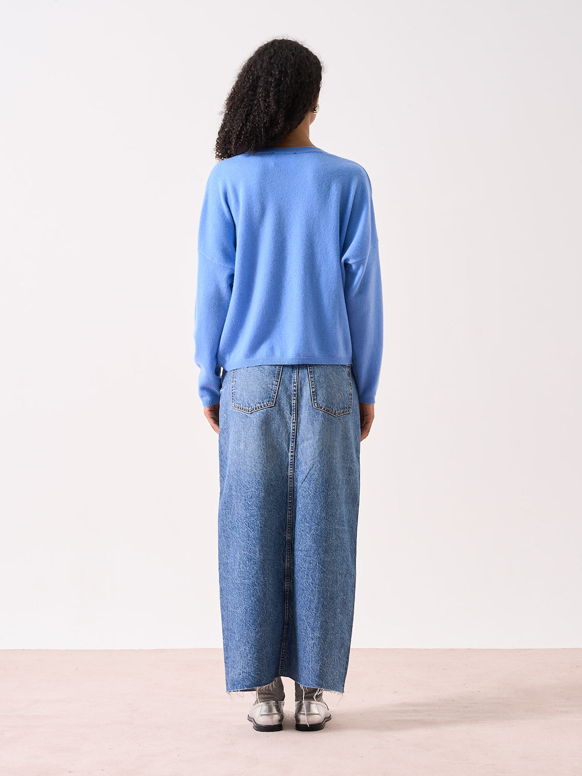 Alicia - Pull oversize en cachemire - cornflower