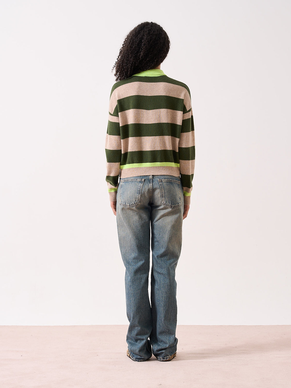 ona - 100% cashmere polo sweater - artichoke