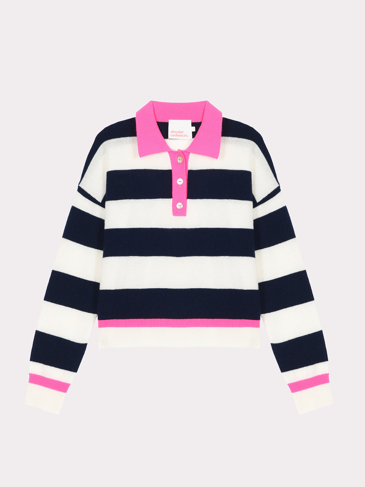 ona - 100% cashmere polo sweater - navy