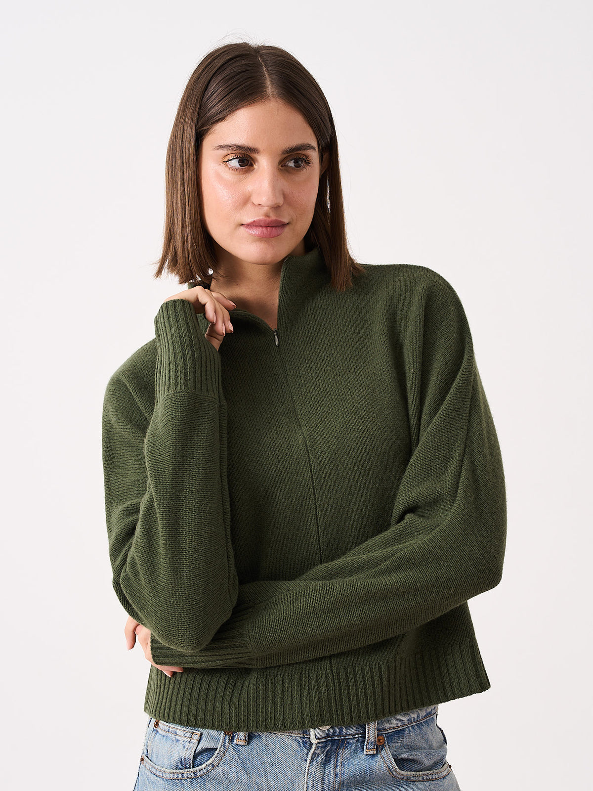 aeryn - Yak and cashmere high-neck sweater - artichoke