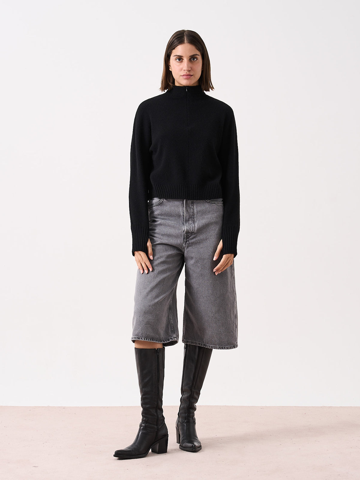 aeryn - Yak and cashmere high-neck sweater - black