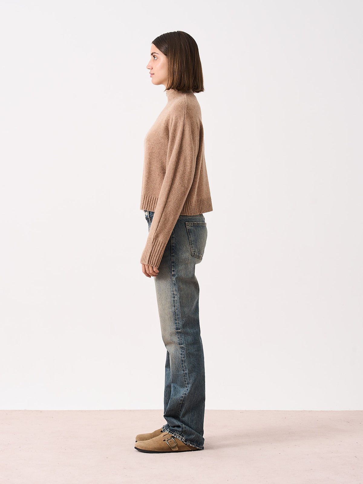 aeryn - Yak and cashmere high-neck sweater - peanut butter