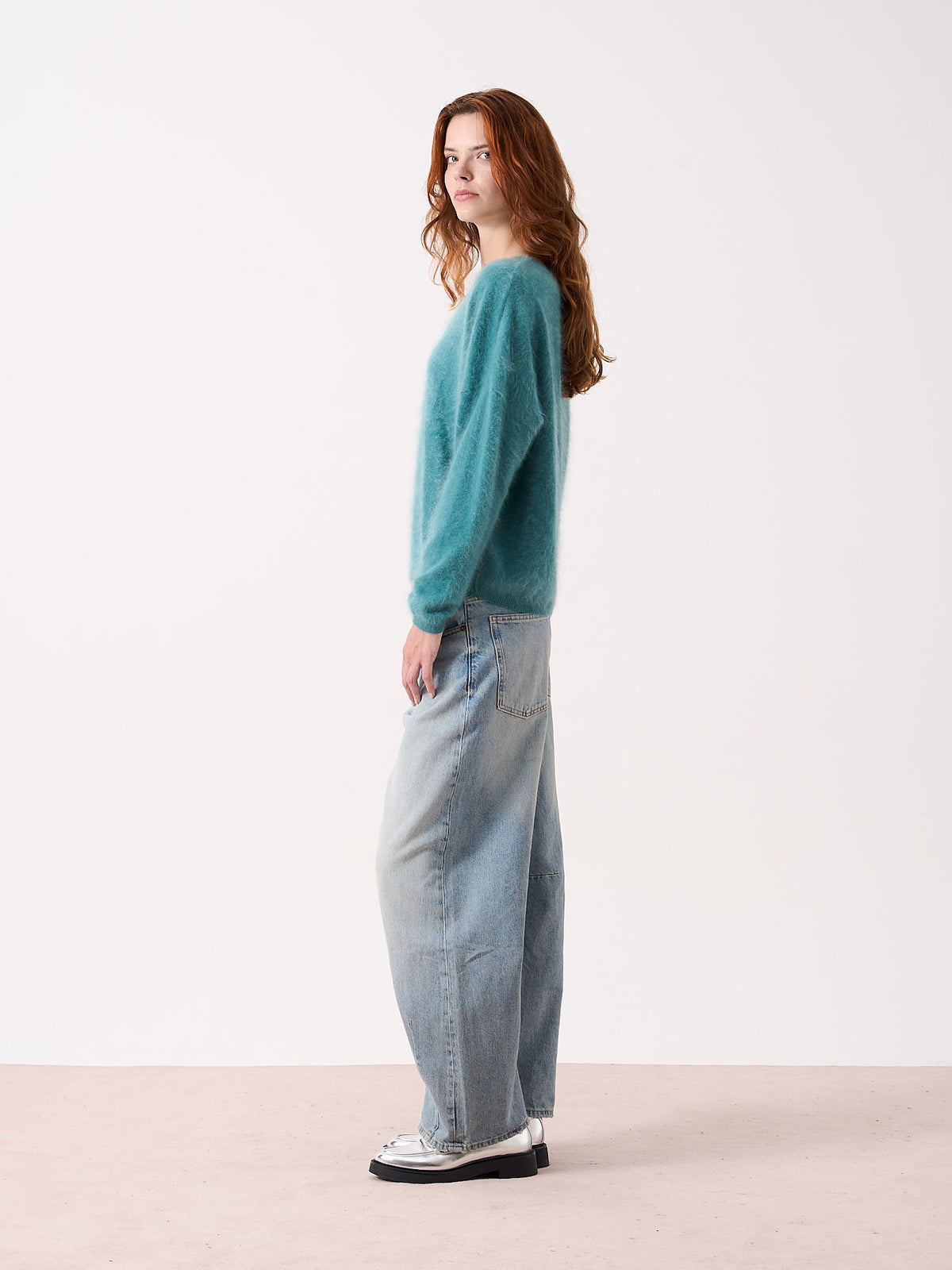 suneli - Pull col V en cachemire brossé - slate