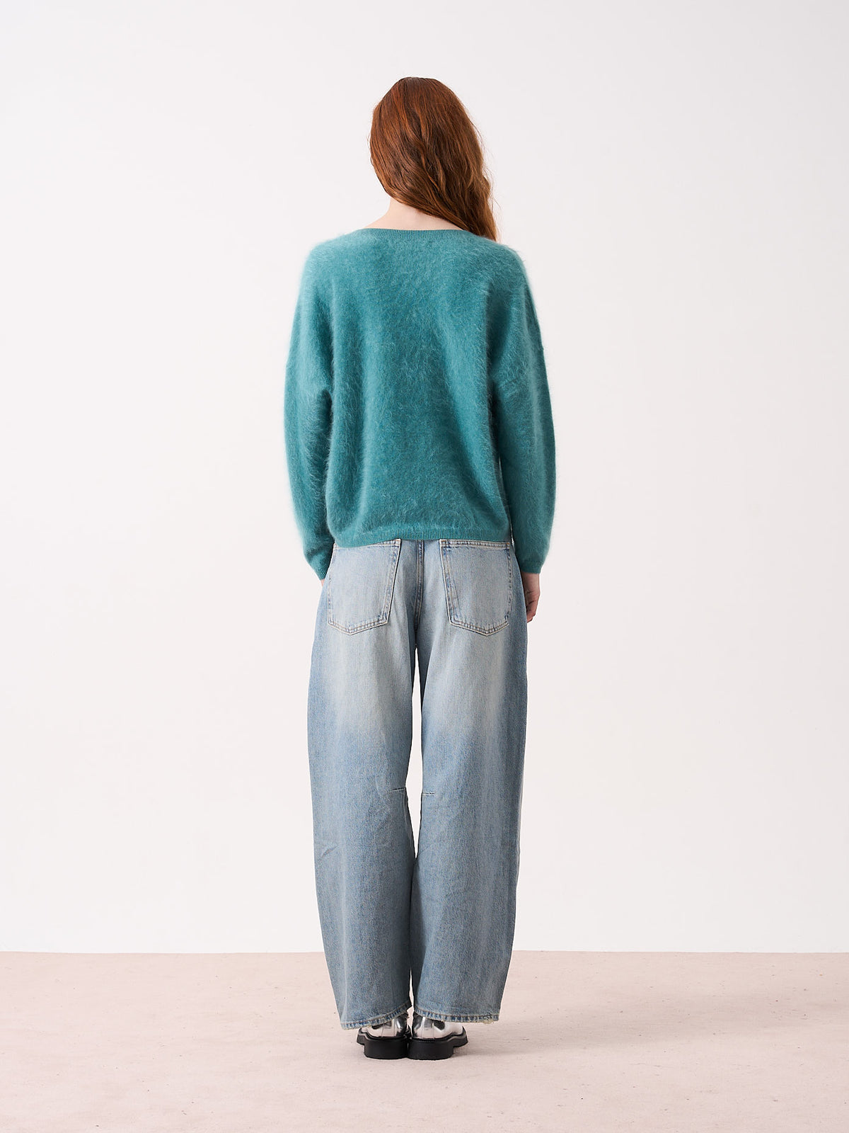 suneli - Pull col V en cachemire brossé - slate