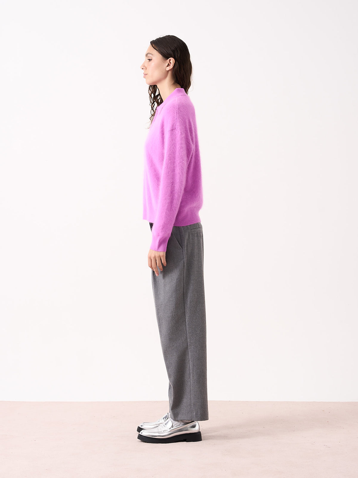 cashel - Pull polo cachemire brossé - purple neon