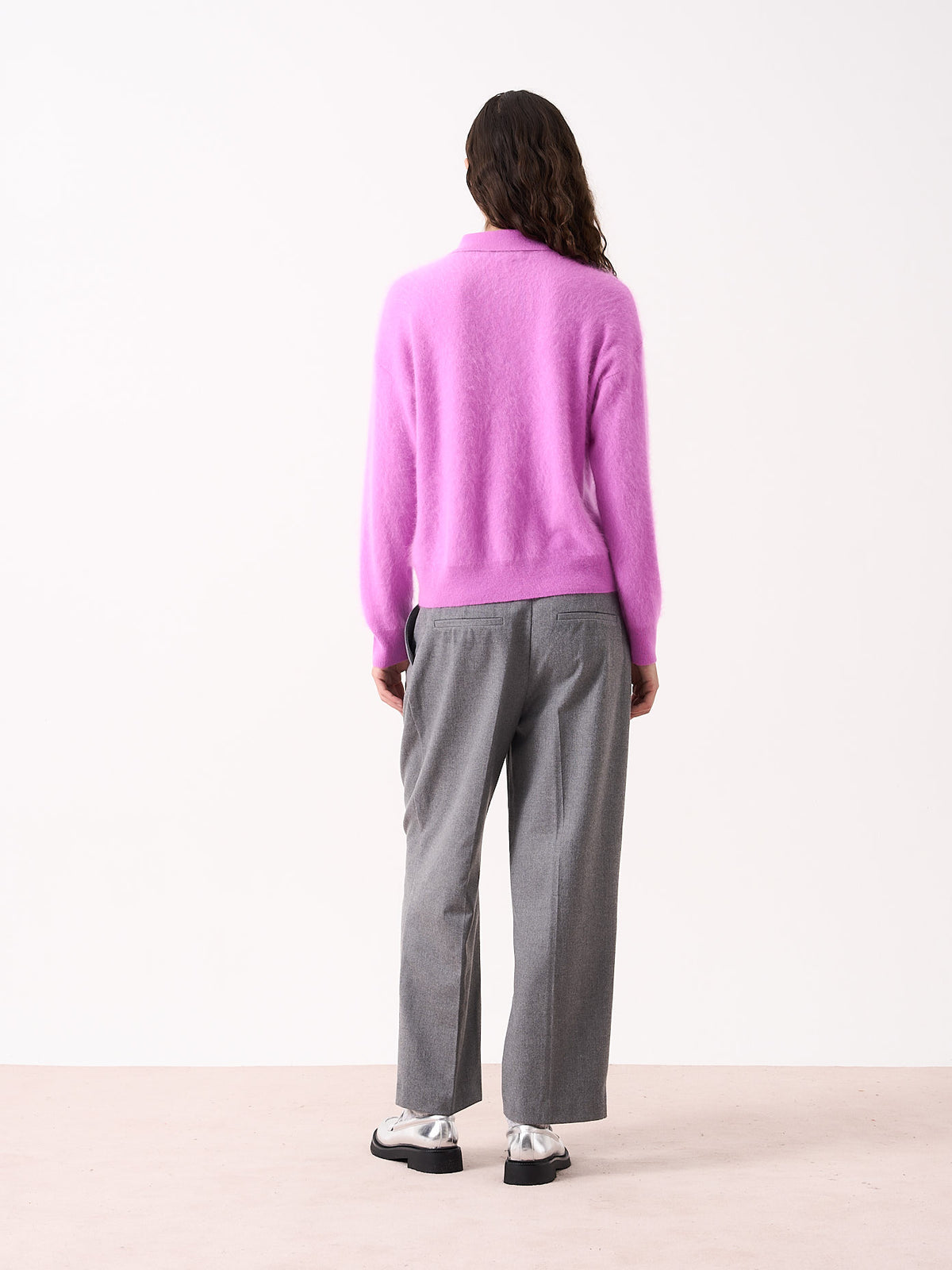 cashel - Pull polo cachemire brossé - purple neon