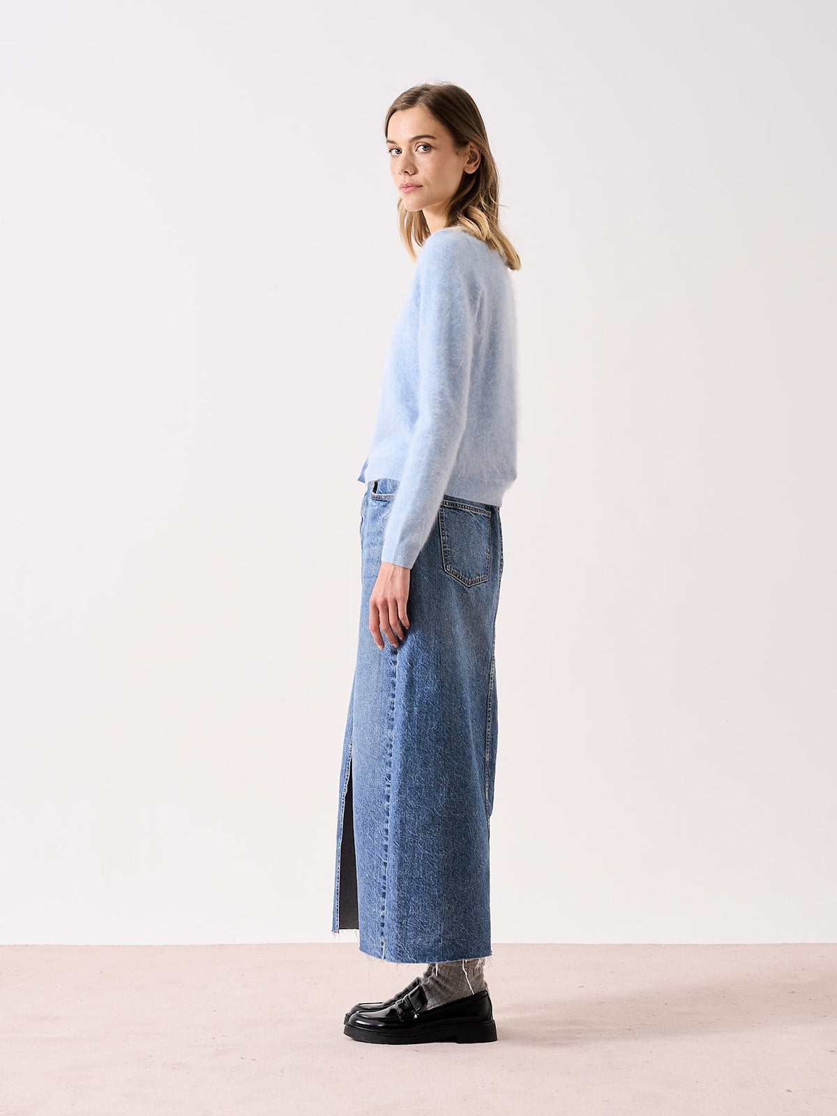 neve - Brushed cashmere cardigan - cloudy blue