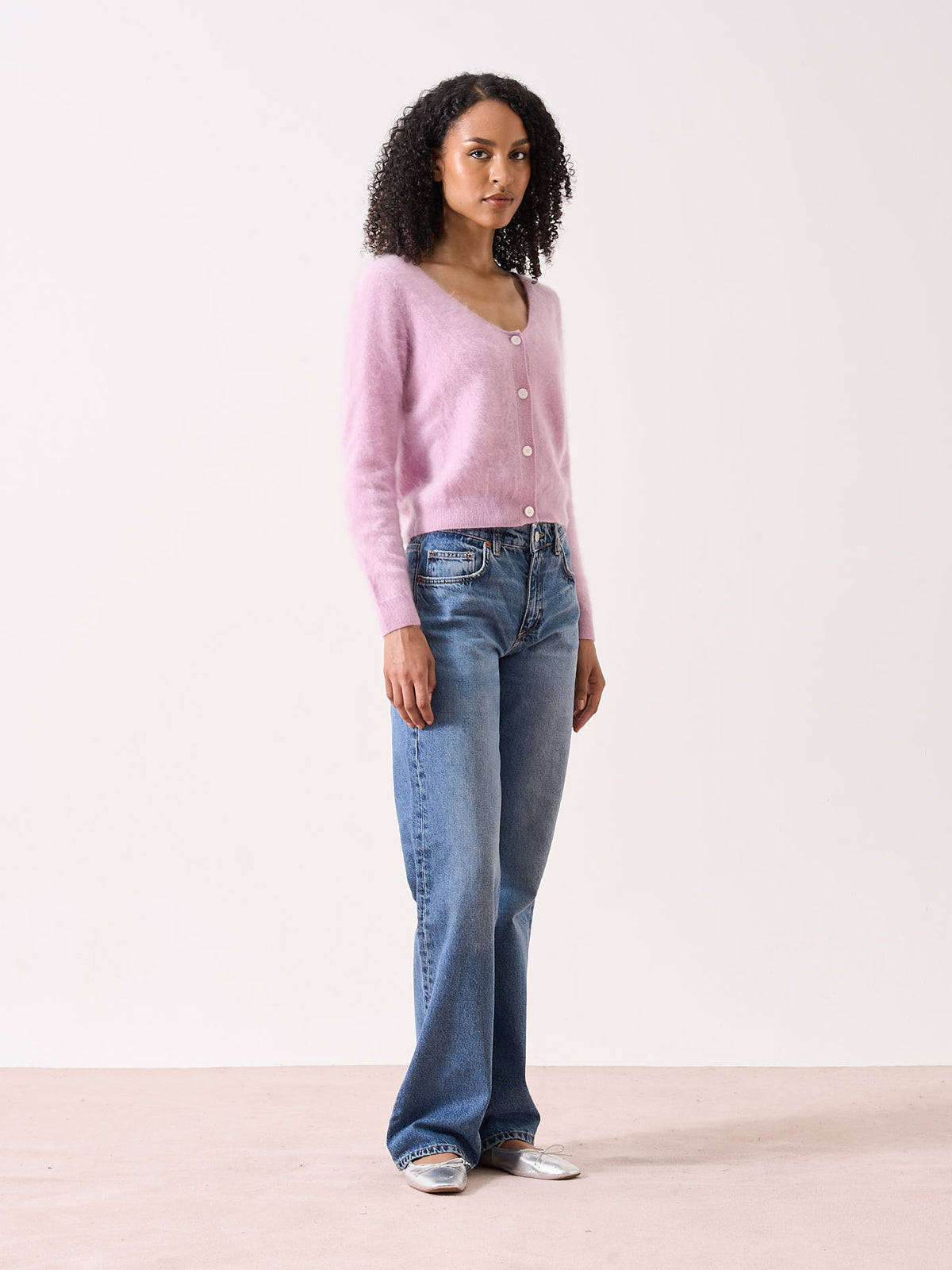 neve - Cardigan en cachemire brossé - thistle