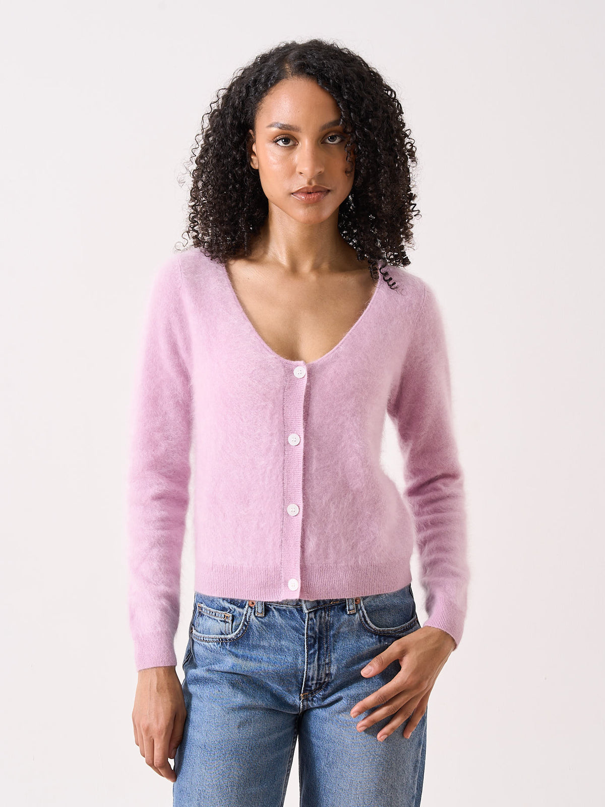 neve - Cardigan en cachemire brossé - thistle