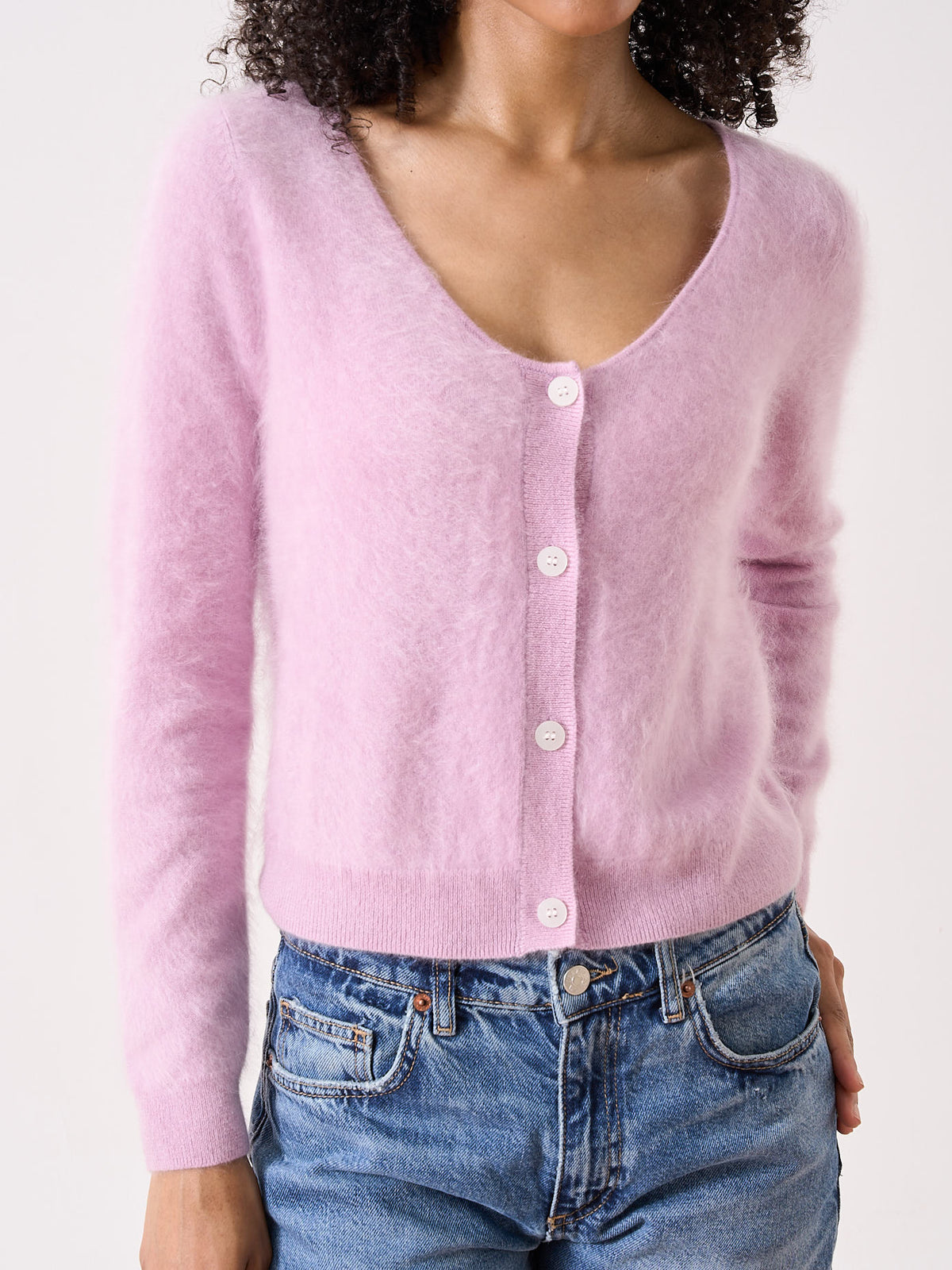 neve - Cardigan en cachemire brossé - thistle