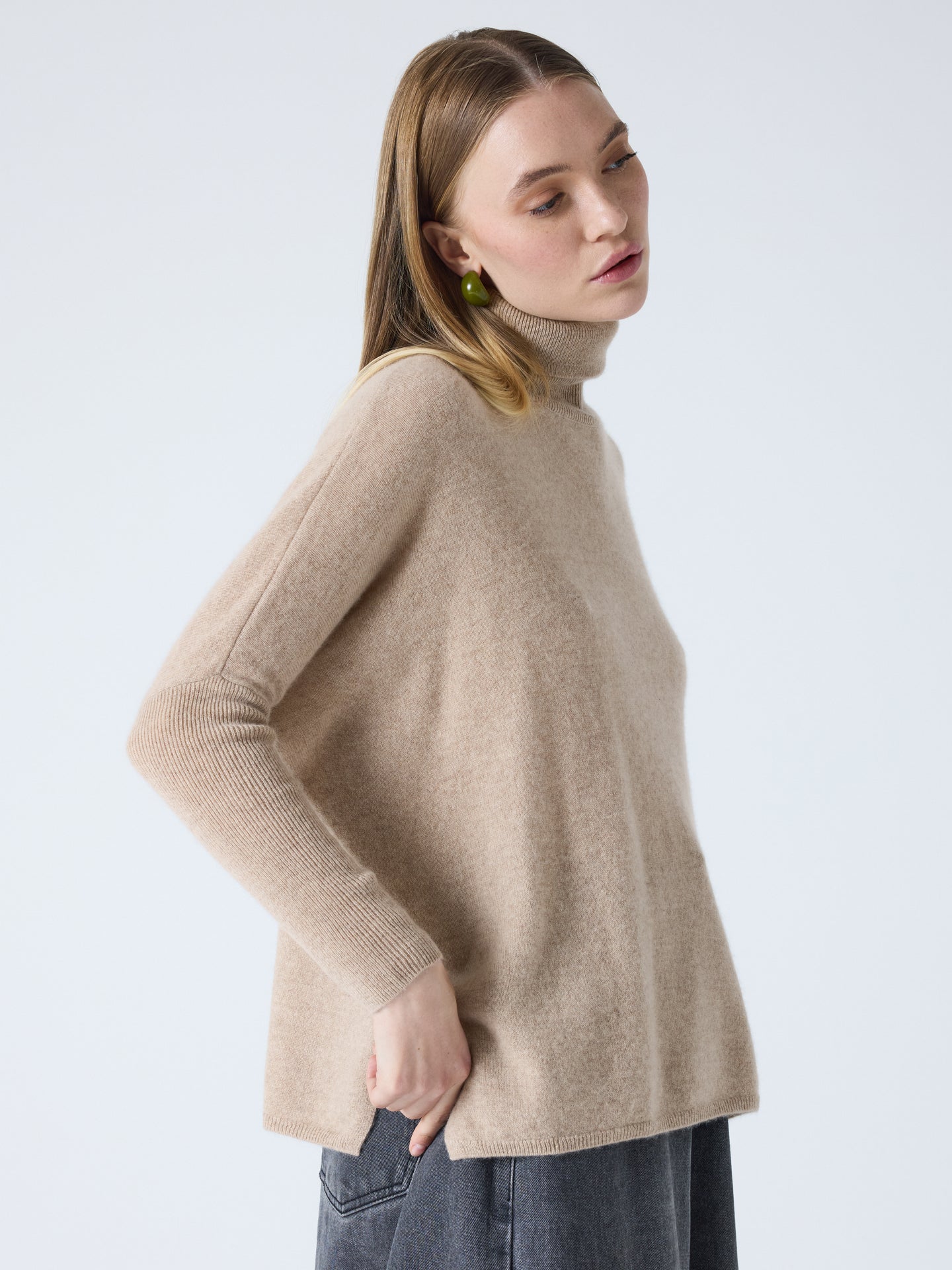 clara - Pull col roulé en cachemire - chestnut