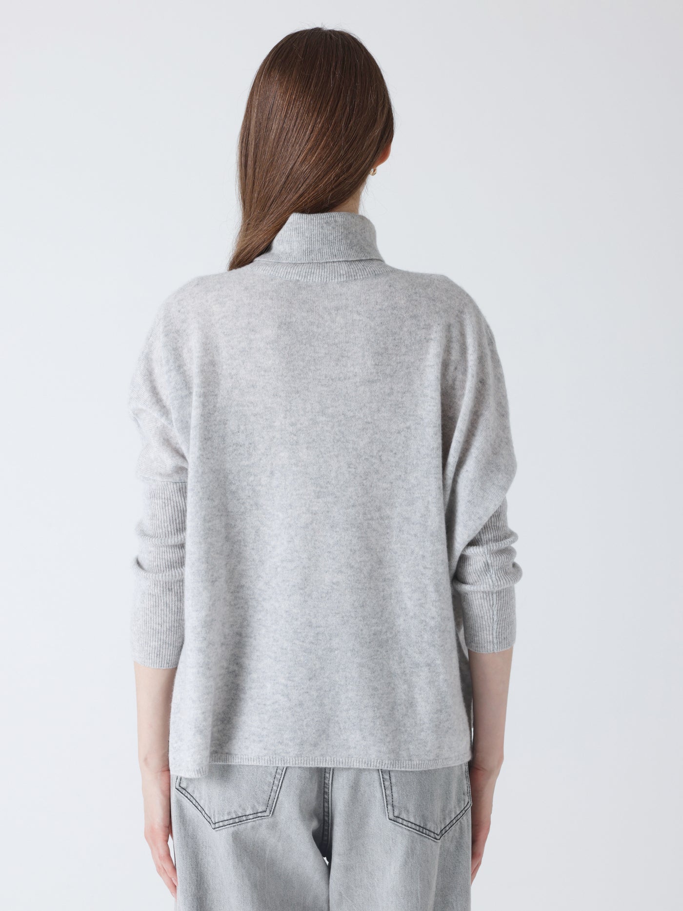 Clara - Cashmere turtleneck sweater - light heather gray