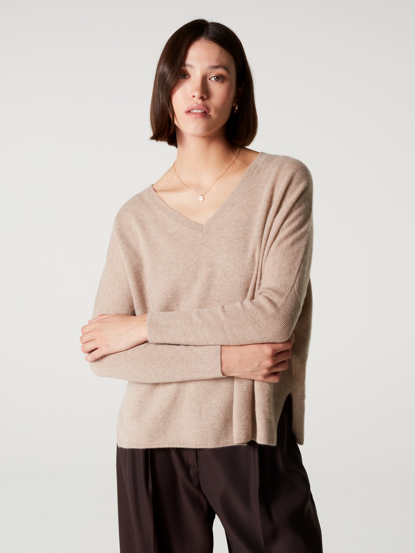 camille poncho jumper - cashmere - chestnut