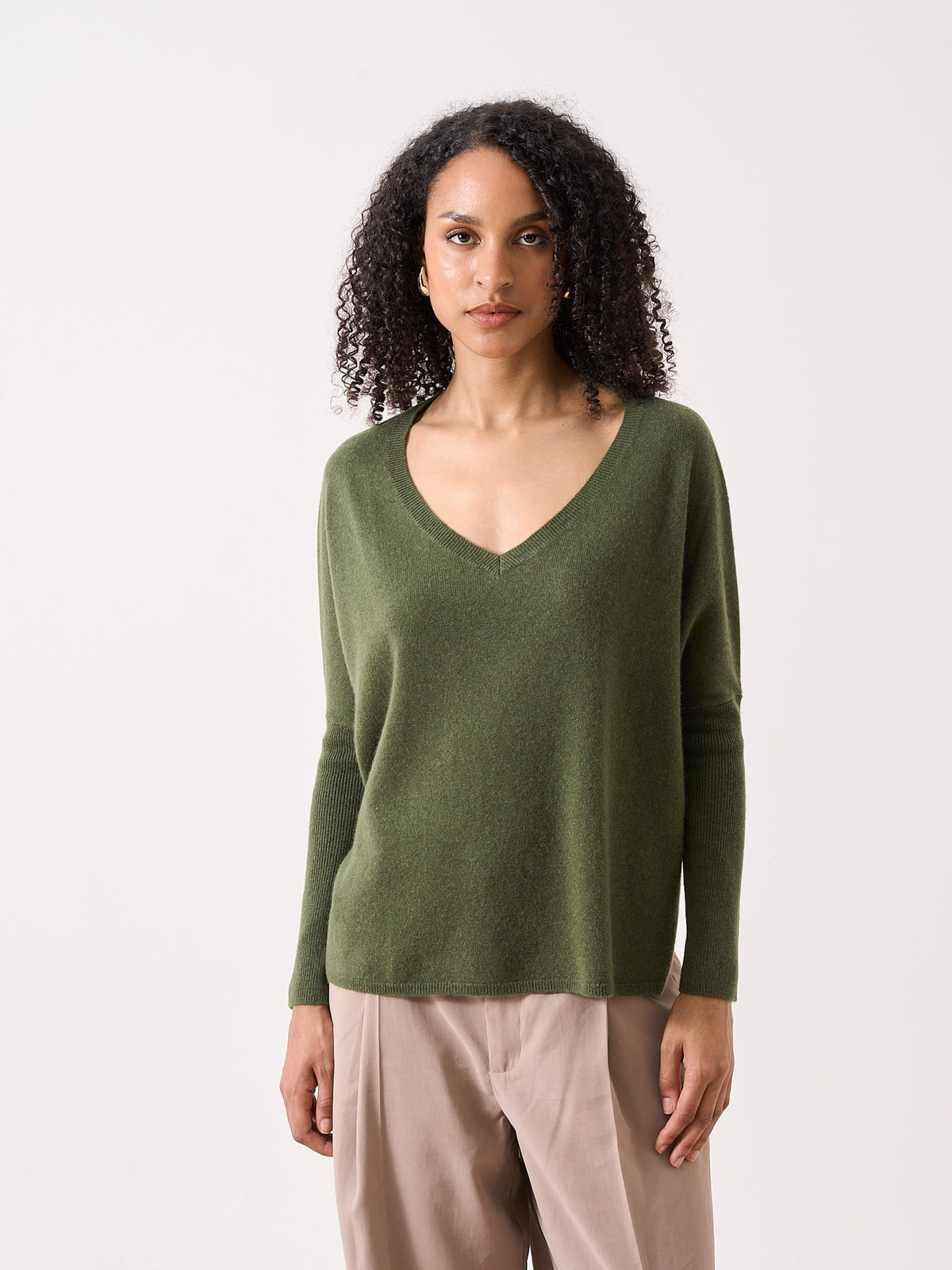 Camille - Pull poncho en cachemire - artichoke