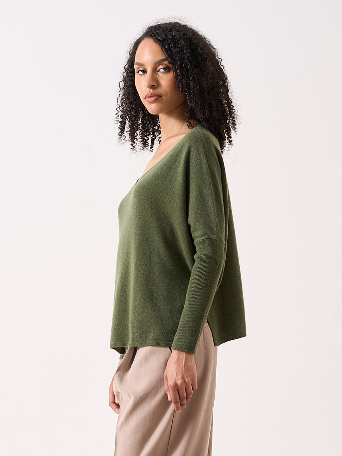 Camille - Pull poncho en cachemire - artichoke