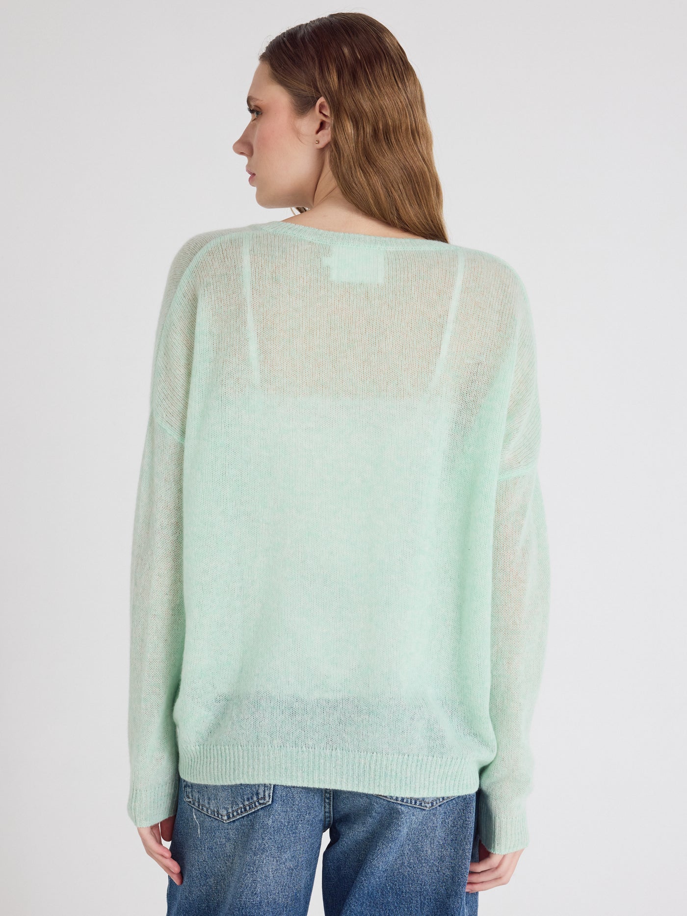 angelica - pull col v 100% cachemire - cloudy mint