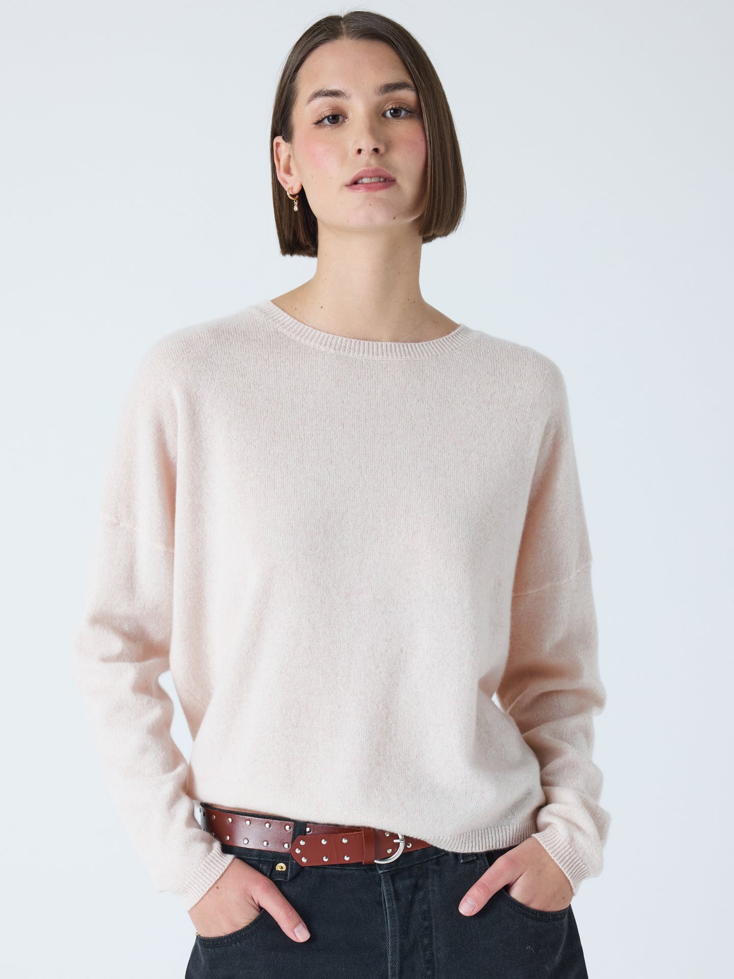kaira - Pull col rond 100% cachemire - cloudy pink