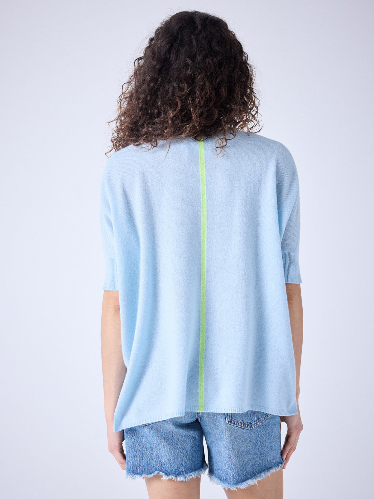 ingrid - poncho kasjmier col v - sky