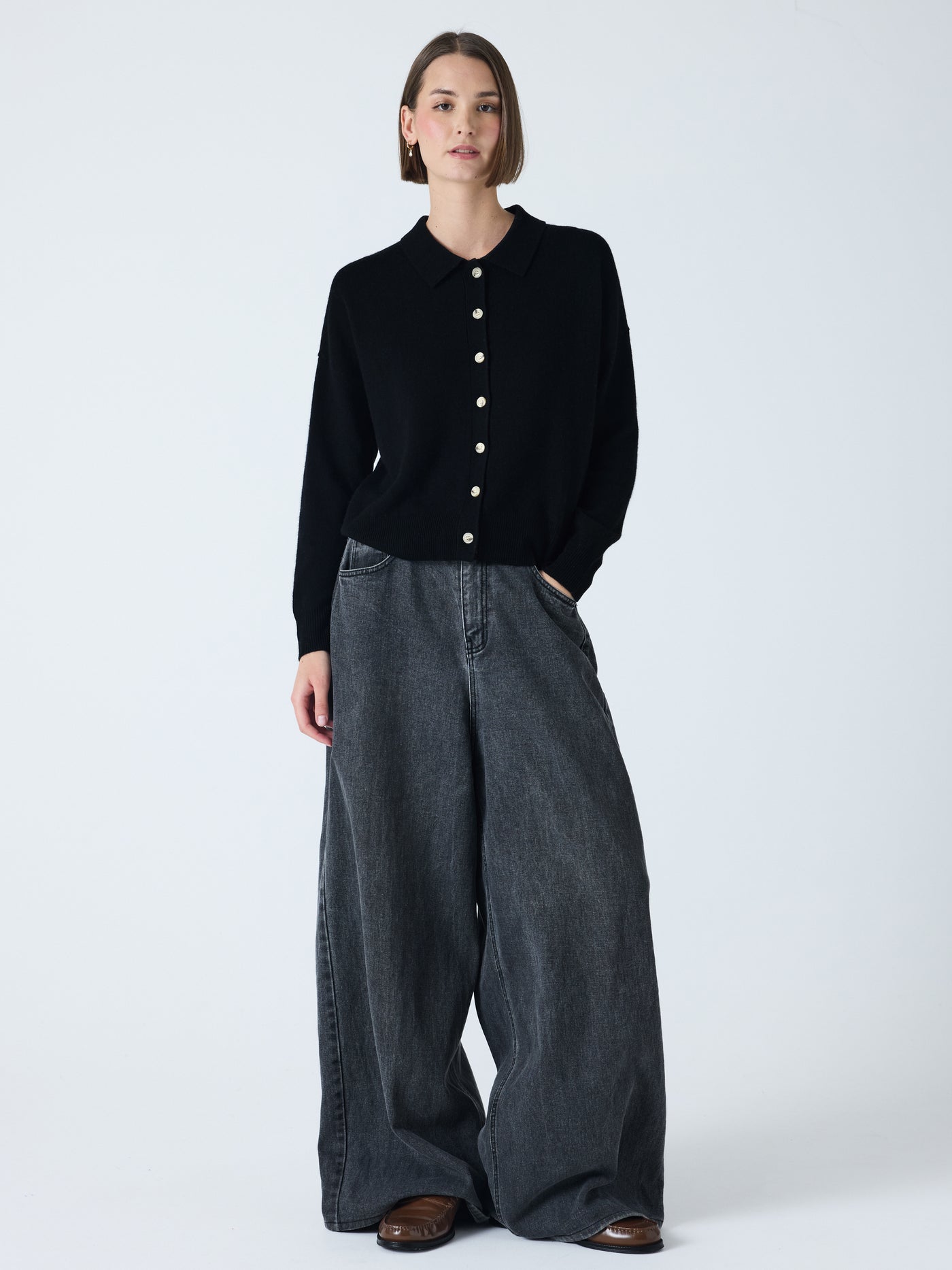 majura - camicia 100% cashmere - nero