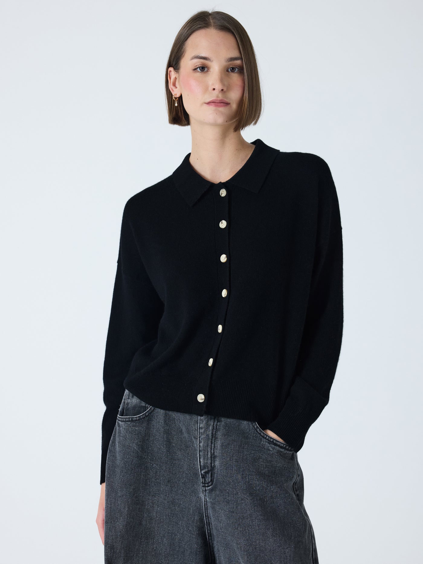 majura - camicia 100% cashmere - nero