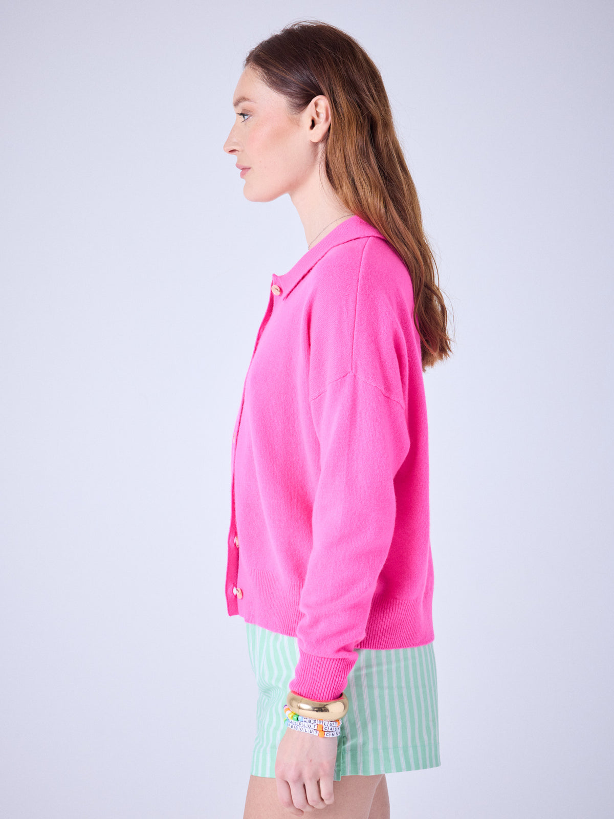 majura - polo-overhemd met kraag van kasjmier - pink neon