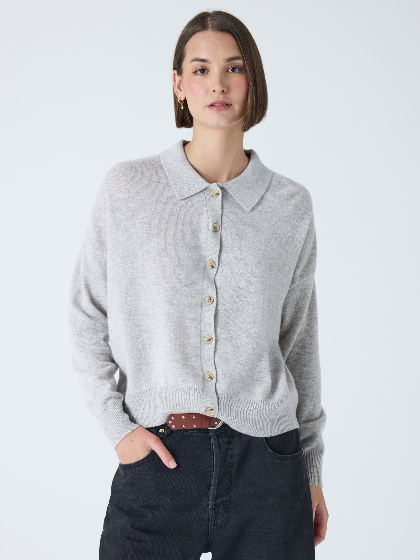 majura - camicia 100% cashmere - grigio chiaro mélange