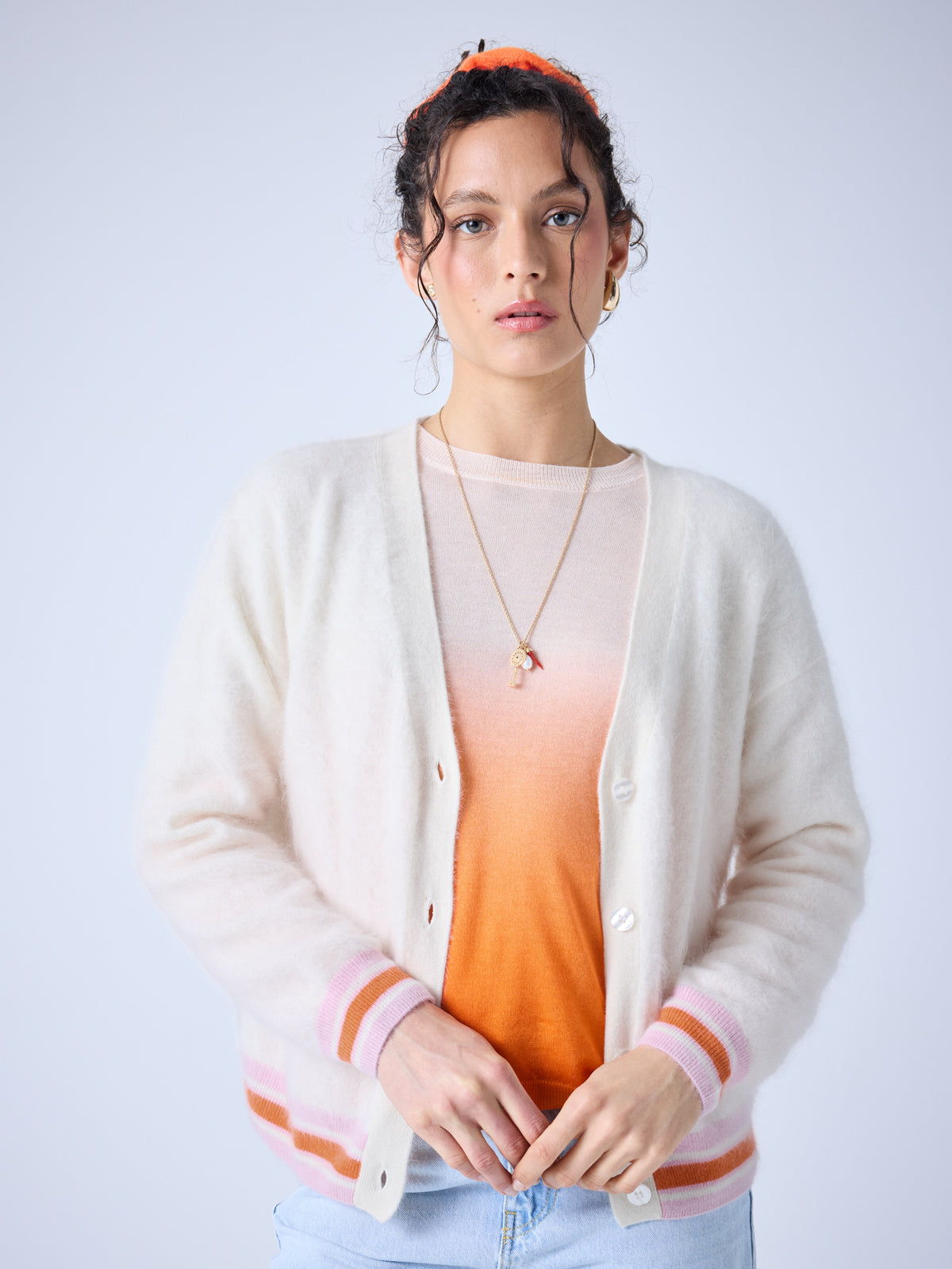 Ricia - Strickjacke aus gebürstetem Kaschmir - cream