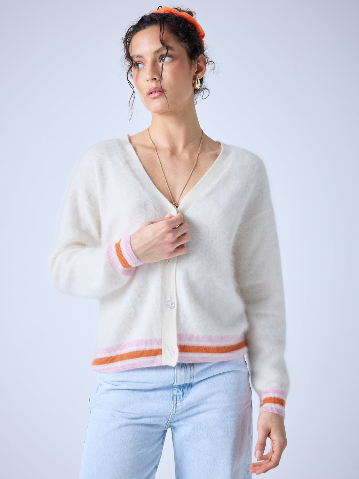 Ricia - Strickjacke aus gebürstetem Kaschmir - cream