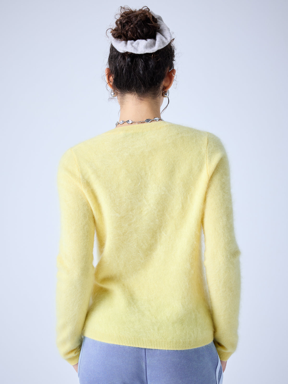 Clarence - brushed cashmere crew neck sweater - corn