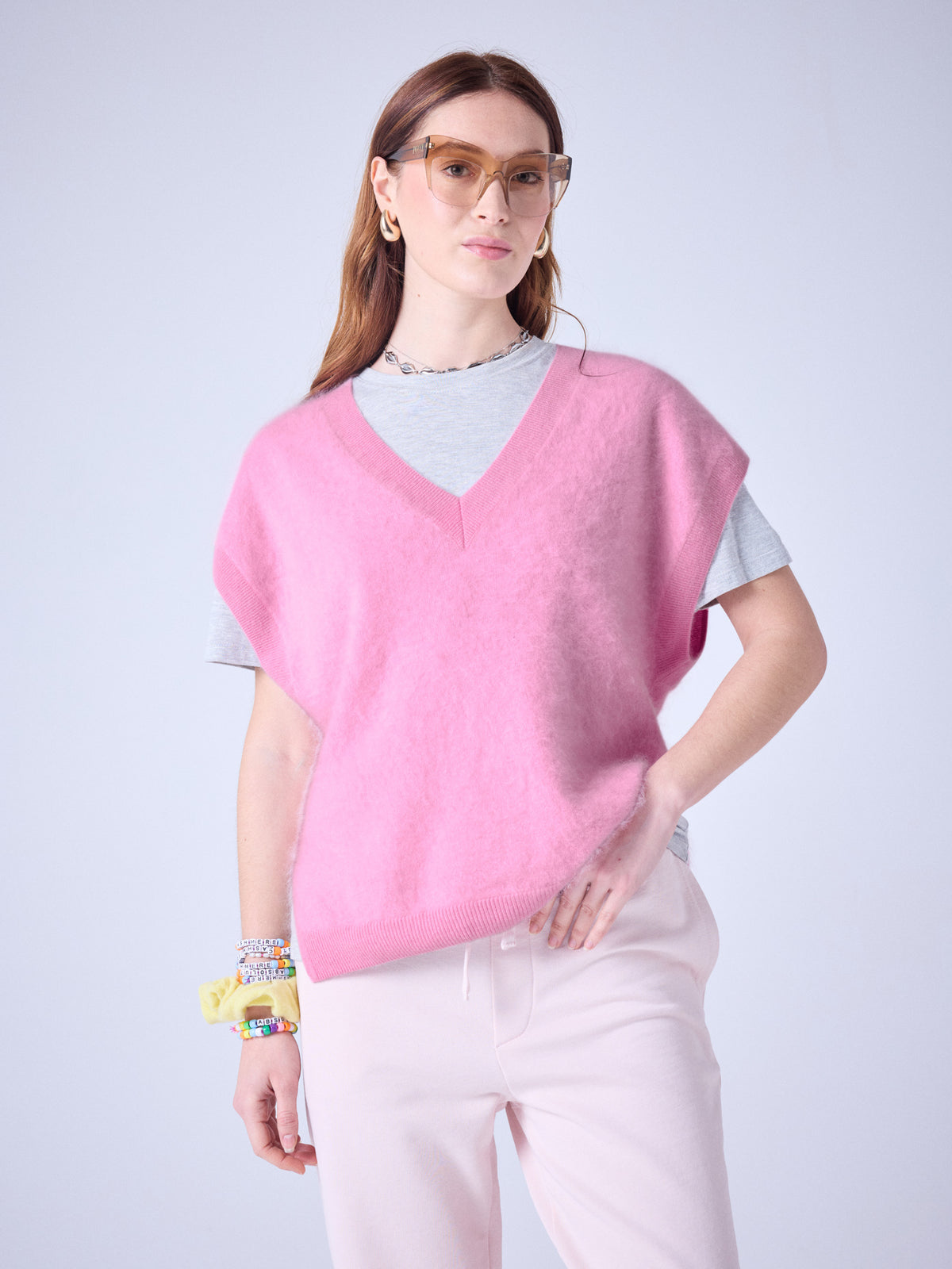 selena - pull en cachemire brossé - bubble gum