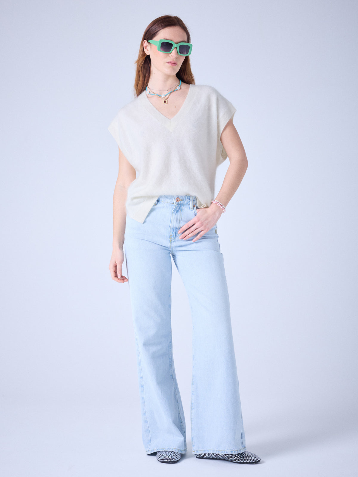 selena - pull en cachemire brossé - cream