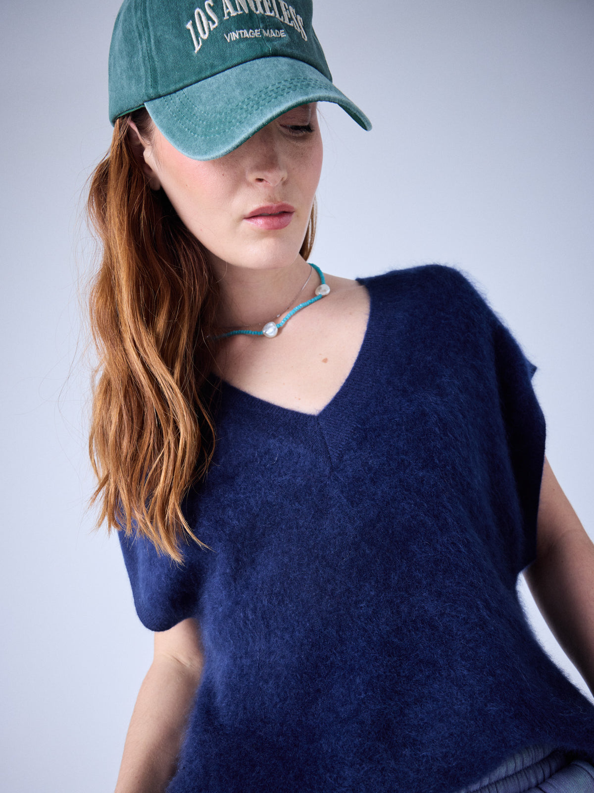 selena - pull en cachemire brossé - navy