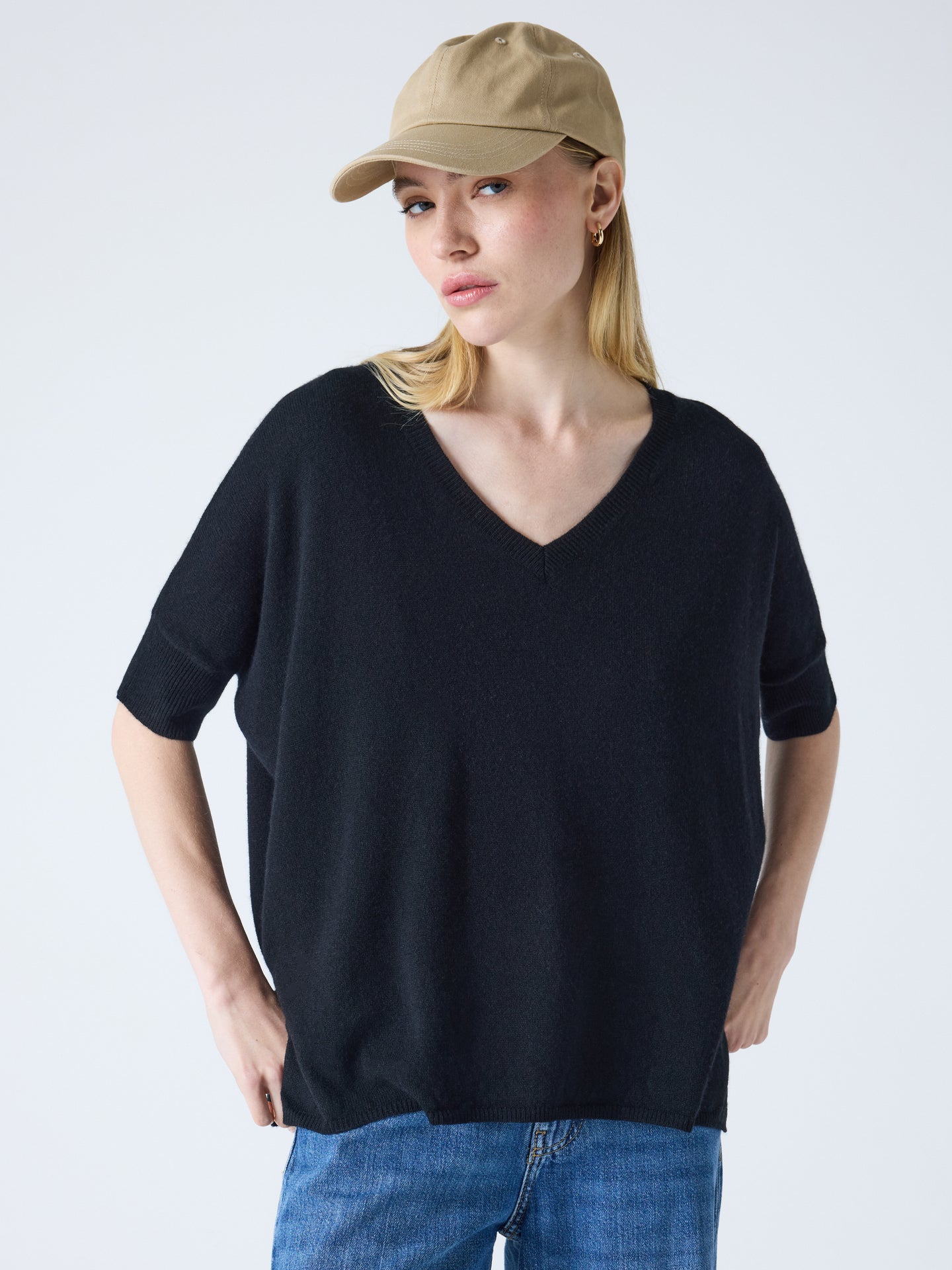 kate - Poncho 100% cachemire - black