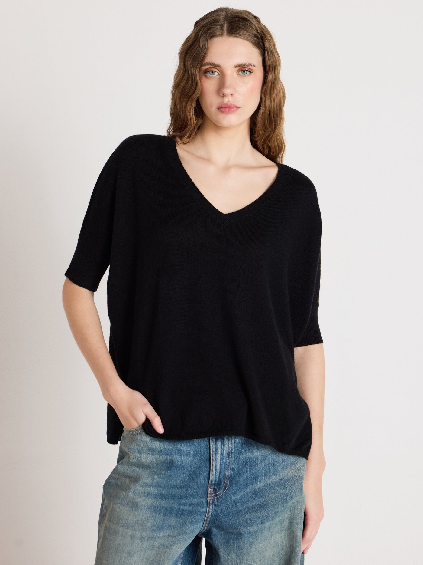 pull poncho kate - cachemire - black