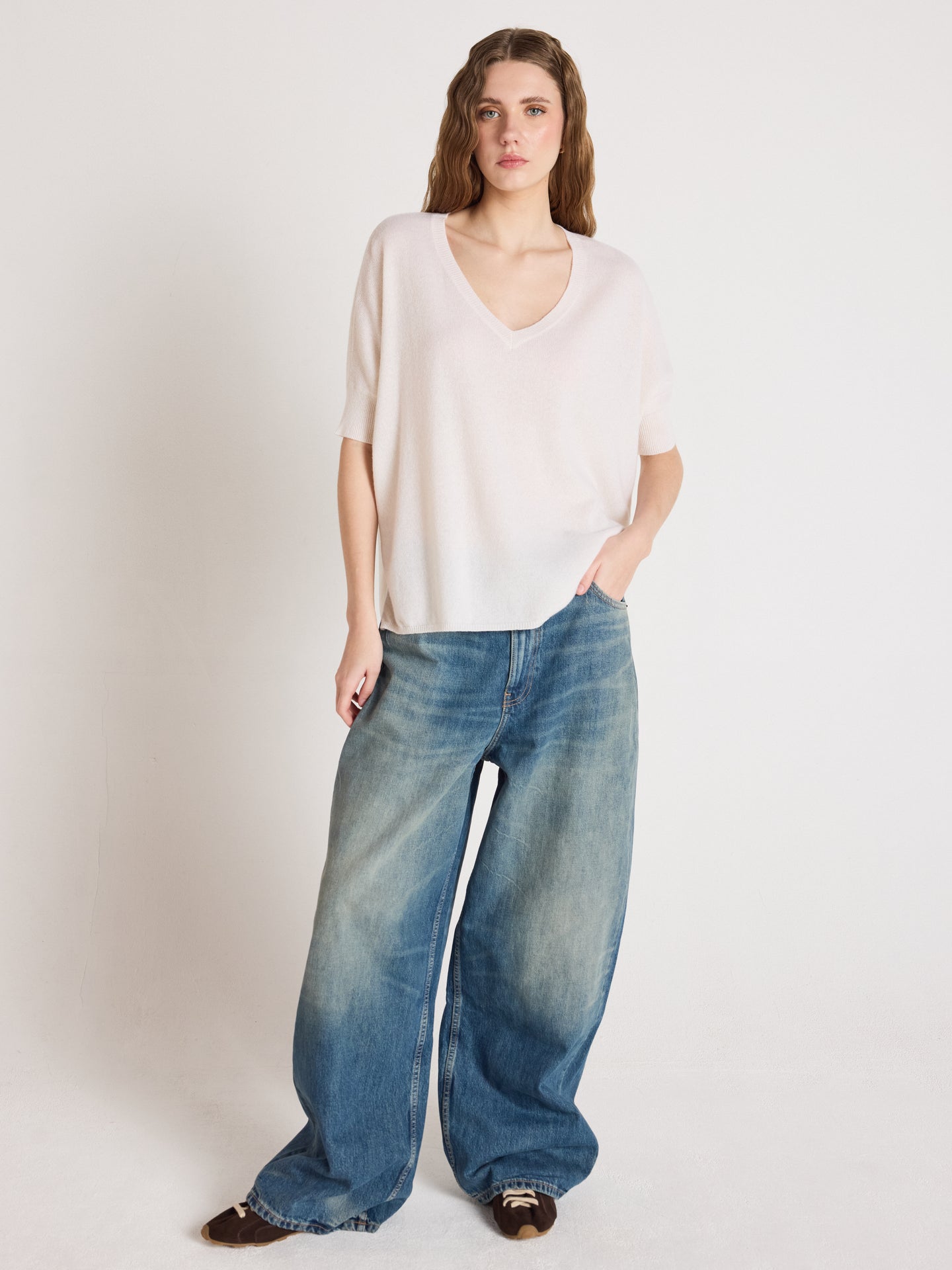 kate - Poncho 100% cachemire - cream