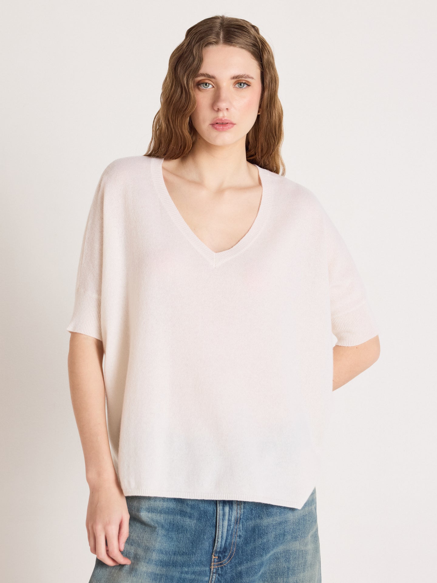 Kate - Poncho aus 100 % Kaschmir - cream