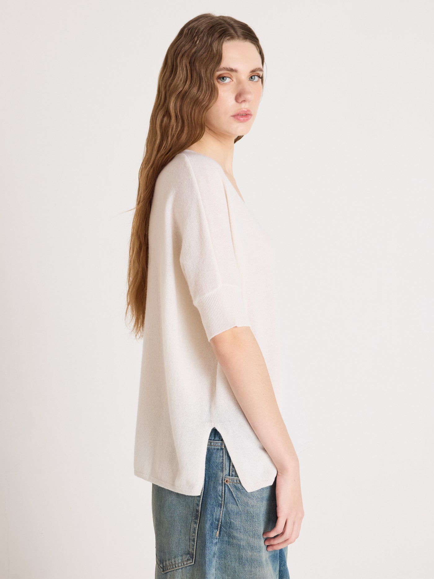 kate - Poncho 100% cachemire - cream