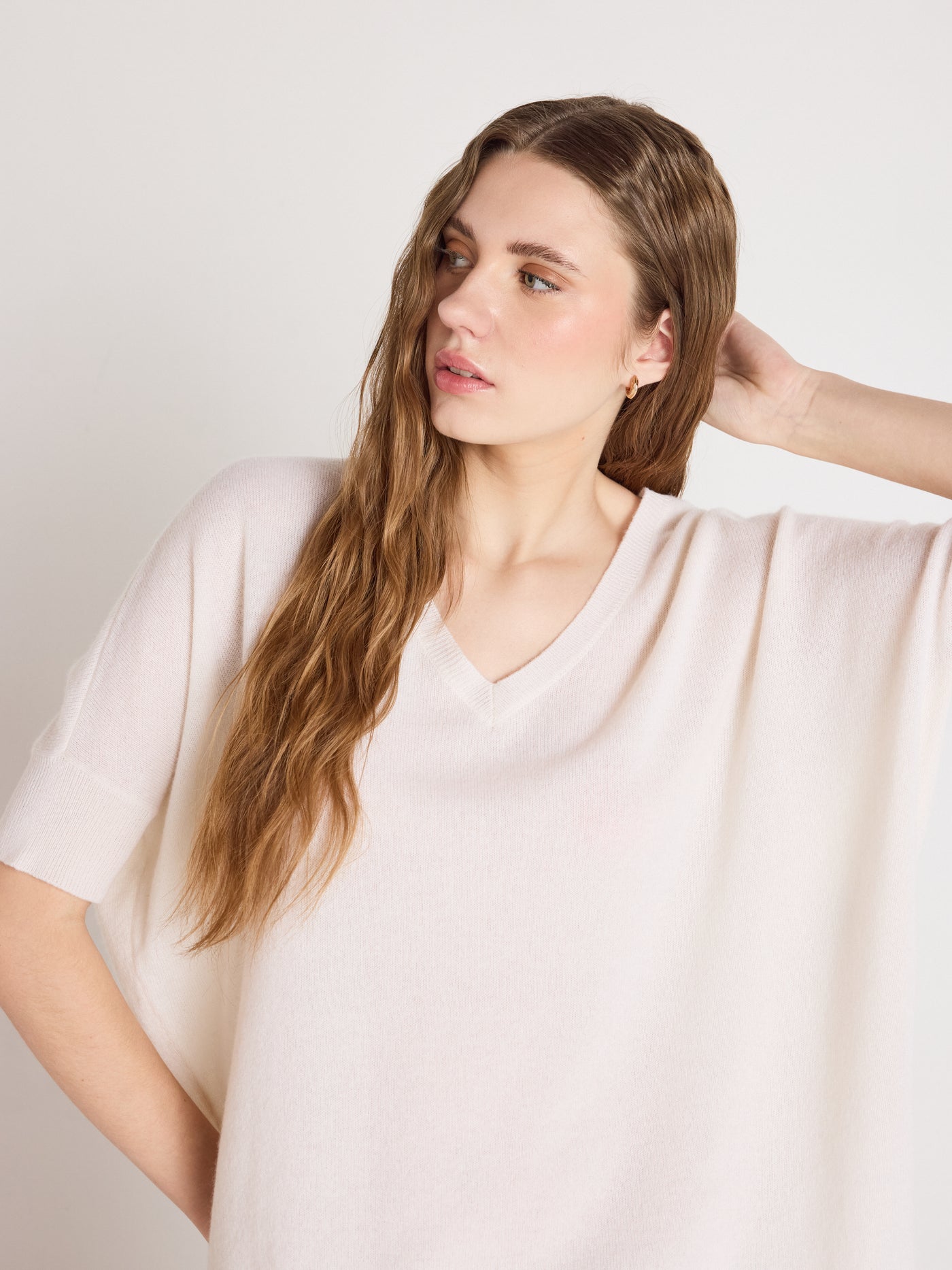 kate - Poncho 100% cachemire - cream