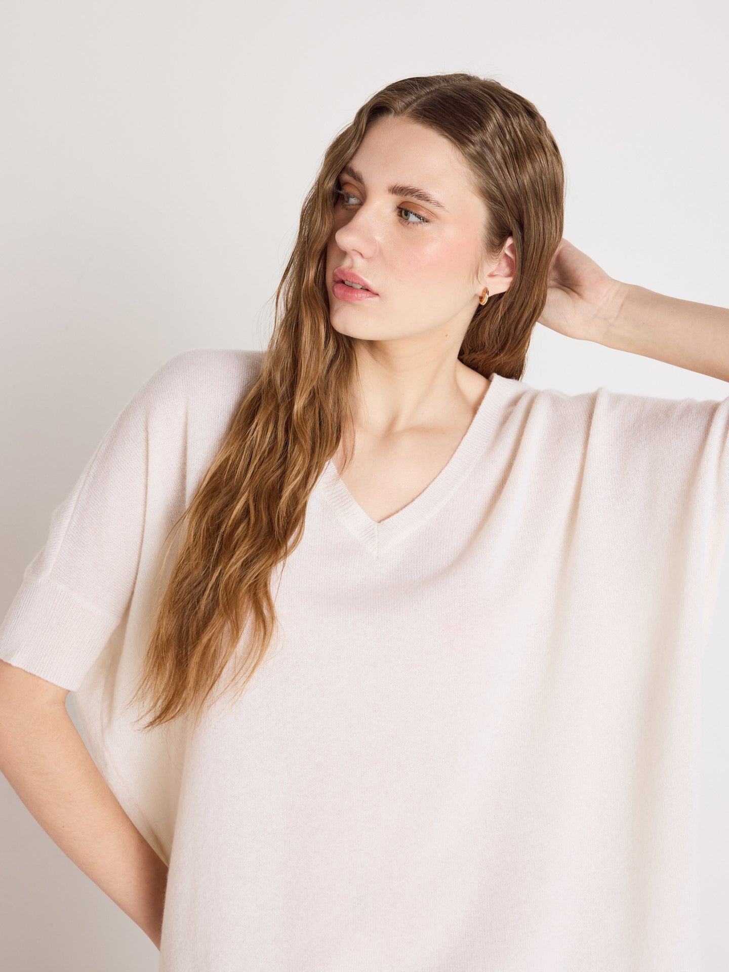 Kate - Poncho aus 100 % Kaschmir - cream