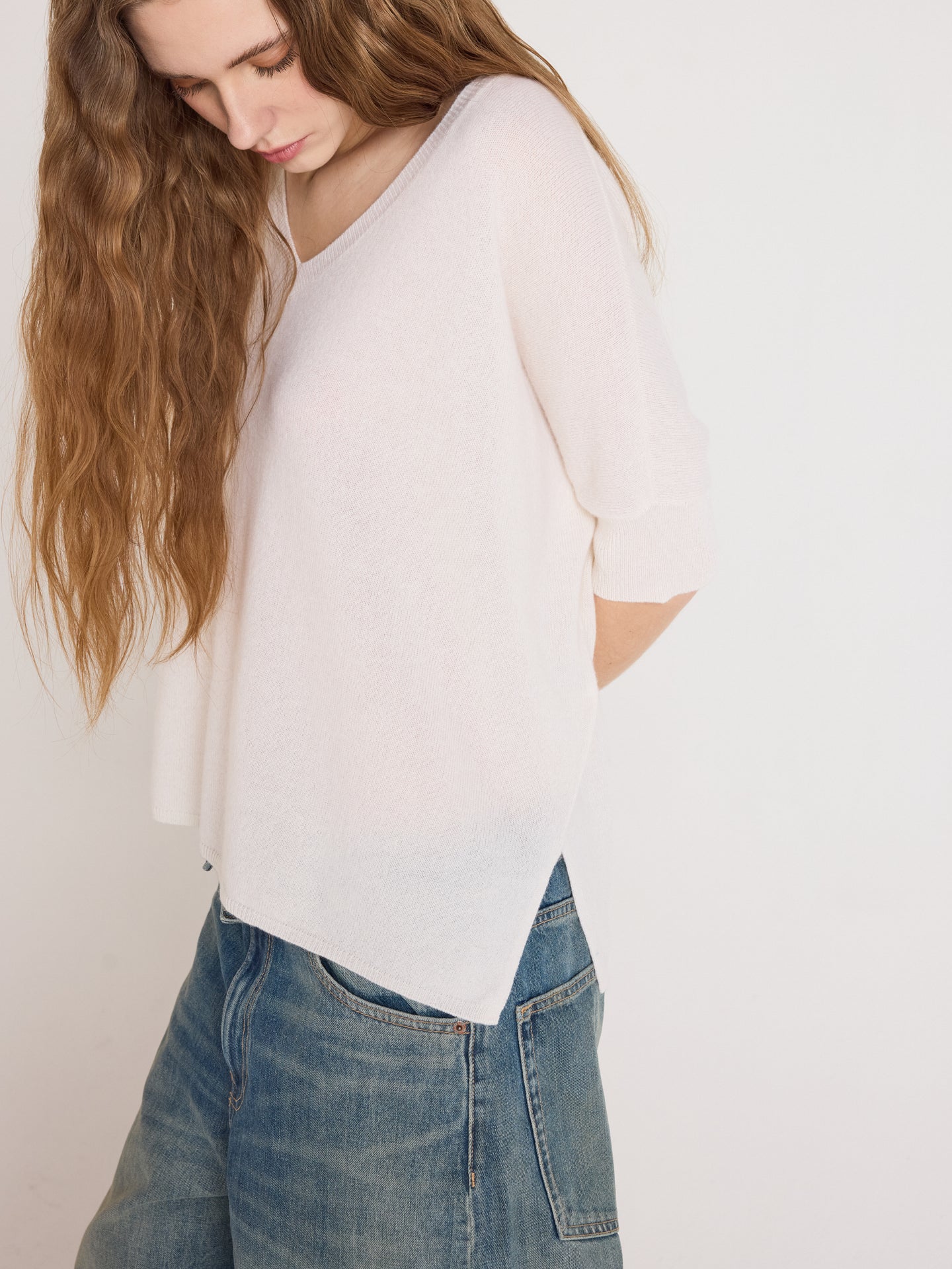 kate - Poncho 100% cachemire - cream