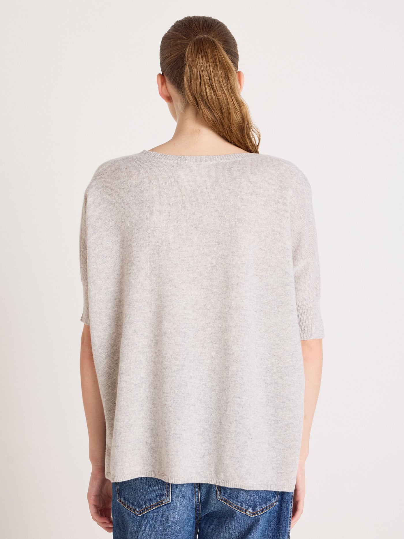 kate - Poncho 100% cachemire - light heather grey