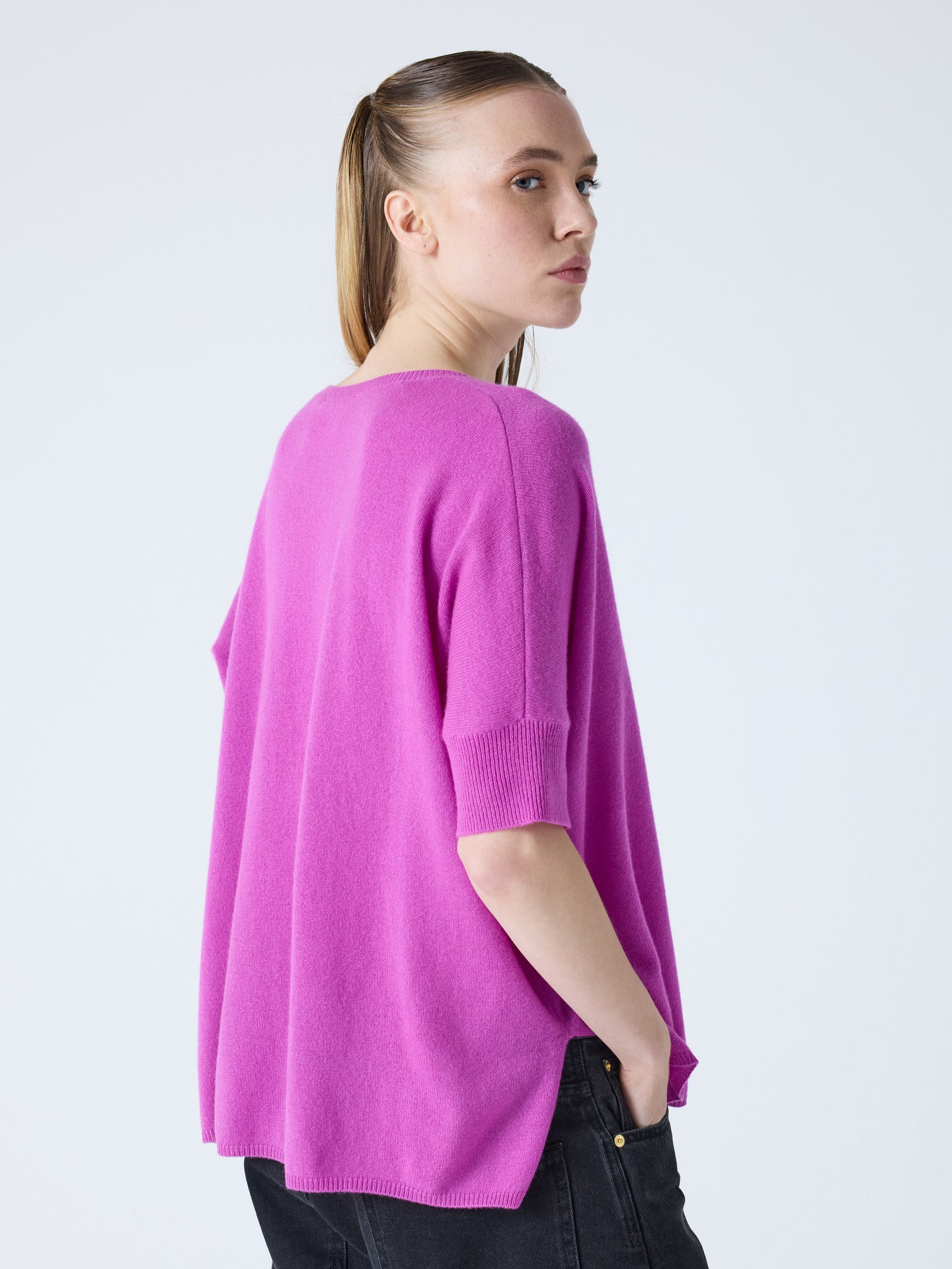 pull poncho manches courtes kate - cachemire - purple neon
